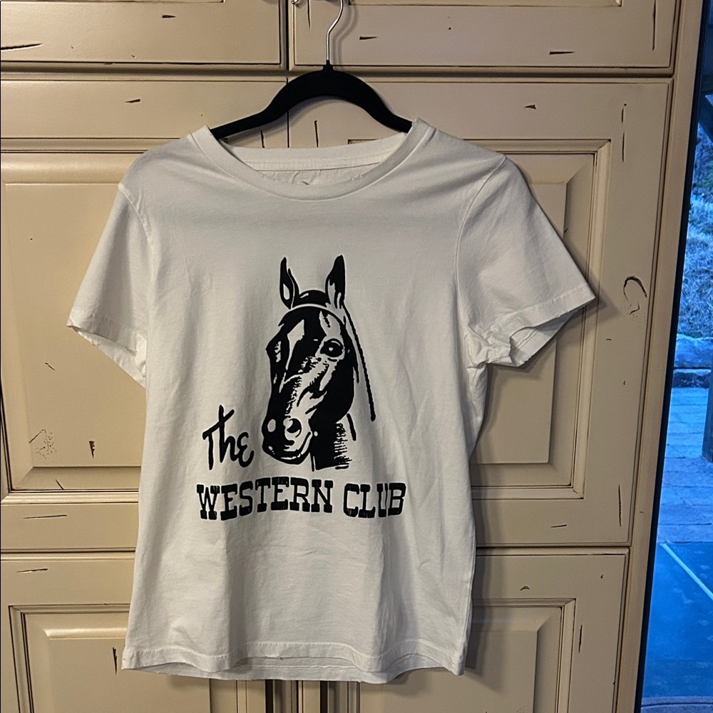 The Western Club White Horse Graphic Tee - Short Sleeve  Size - Large